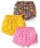 Babyhug 100% Cotton Knit Floral & Polka Dot Printed Bloomers Pack of 3 - Navy Blue Pink & Yellow
