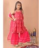 Kinder Kids Cotton Blend Sleeveless Bandhani Printed Kurti Sharara With Dupatta Set - Pink