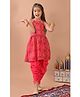 Kinder Kids Cotton Blend Sleeveless Bandhani Designed Kurta With Dhoti Set - Pink