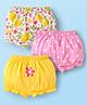 Babyhug 100% Cotton Single Jersey Knit Bloomers With Polka Dots & Floral Print Pack Of 3 - Pink Yellow & White