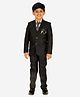 P-MARK Cotton Full Sleeves 4 Piece Solid Party Suit Set With Tie - Black