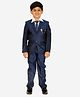 P-MARK Cotton Full Sleeves Solid 4 Piece Party Suit With Tie Set - Navy Blue