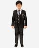 P-MARK Cotton Full Sleeves Solid 4 Piece Party Suit Set With Tie - Black