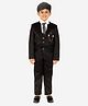 P-MARK Cotton Full Sleeves 4 Piece Solid Party Suit Set With Tie - Black