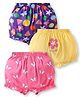 Babyhug 100% Cotton Knit Bloomers with Floral Butterfly & Pineapple Print Pack of 3 - Pink Yellow & Purple