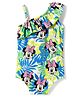 Babyhug Disney Sleeveless V Cut Swimsuit With Frill Detailing And Minnie Mouse Print - Multicolour
