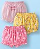 Babyhug 100% Cotton Single Jersey Knit Bloomers With Floral & Bunny Print Pack Of 3 - Yellow & Pink