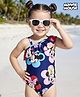 Babyhug Disney Sleeveless V Cut Swimsuit With Frills Detailing Minnie Mouse Print - Navy Blue