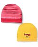 Doodle Poodle Interlock Knit Caps with Super Boy Text Print Pack of 2 Red & Yellow - Diameter 11 cm