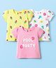 Babyhug Cotton Knit Half Sleeves T-Shirts With Tropical Print  Pack Of 3 -Yellow &  Pink