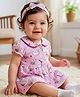 Babyoye 100% Cotton With Eco Jiva Finish Peter Pan Collar Frock Bloomer & Headband Birds Print - Pink