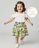 Babyhug Single Jersey Knit Sleeveless Schiffli Top & Skirt Set With Floral Print - White & Yellow