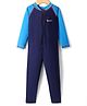 Rovars Lycra Full Raglan Sleeves Solid Color Legged Swimsuit - Black & Navy Blue