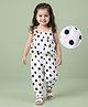 Mark & Mia Rayon Woven Sleeveless Jumpsuit with Polka Dots & Frill Detailing - White