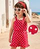 Mark & Mia Woven Sleeveless Jumpsuit With Polka Dots Frill  - Red