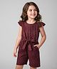 Mark & Mia Rayon Woven Frill Sleeves Jumpsuit With Polka Dot Print & Belt Detailing - Maroon