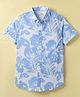 Jash Kids Cotton Woven Half Sleeves Shirt With Floral Print - Light Blue