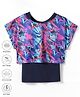 Pine Active Knit Half Sleeves Super Stretch Printed Crop Top with Vest - Multicolor