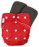 AEREX Reusable Baby Cloth Diapers For 6 Months to 3 Years With 2 Black Insert Pads Leak Proof Washable Diapers For New Born Babies Adjustable Pocket Cloth Diaper Nappies (Red)