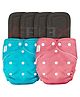 AEREX Reusable Baby 2 Cloth Diapers For 6 Months to 3 Years With 4 Black Insert Pads Leak Proof Washable Diapers For New Born Babies Adjustable Pocket Cloth Diaper Nappies (Blue & Pink)