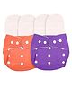 AEREX Reusable Baby 2 Cloth Diapers For 6 Months to 3 Years With 4 Insert Pads Leak Proof Washable Diapers For New Born Babies Adjustable Pocket Cloth Diaper Nappies (Orange & Purple)