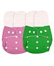 AEREX Reusable Baby 2 Cloth Diapers For 6 Months to 3 Years With 4 Insert Pads Leak Proof Washable Diapers For New Born Babies Adjustable Pocket Cloth Diaper Nappies (Pink & Green)