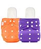 AEREX Reusable Baby 2 Cloth Diapers For 6 Months to 3 Years With 2 Insert Pads Leak Proof Washable Diapers For New Born Babies Adjustable Pocket Cloth Diaper Nappies (Orange & Purple)