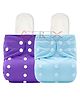 AEREX Reusable Baby 2 Cloth Diapers For 6 Months to 3 Years With 2 Insert Pads Leak Proof Washable Diapers For New Born Babies Adjustable Pocket Cloth Diaper Nappies (Purple & Sky Blue)