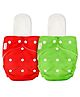 AEREX Reusable Baby 2 Cloth Diapers For 6 Months to 3 Years With 2 Insert Pads Leak Proof Washable Diapers For New Born Babies Adjustable Pocket Cloth Diaper Nappies (Red & Green)