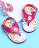 Babyoye Velcro Closure Flip Flops with Floral Print - Dark Pink