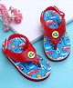 Babyoye Velcro Closure Flip Flops with Cars Print - Blue & Red