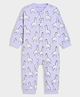 Mi Arcus Cotton Elastane Full Sleeves Giraffe Printed Romper - Purple