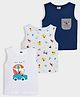 Mi Arcus 100% Cotton Pack Of 3 Sleeveless Animals & Vehicles Printed Tees - Multi Colour