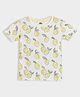 Mi Arcus 100% Cotton Half Sleeves Lemon Printed Tee - Off White