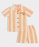 Mi Arcus 100% Cotton Half Sleeves Striped Coordinating Shirt & Shorts Set - Orange & Off White