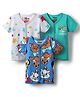 Babyhug Disney Interlock Knit Half Sleeves Front Open Jhablas with Disney Character Graphics Pack of 3 - White Mint & Blue