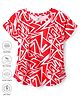 Pine Active Knit Half Sleeves T-Shirt With Abstract Print - Red & White