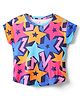 Pine Active Half Sleeves Abstract Printed T-Shirt - Pink & Orange