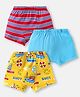 Babyhug 100% Single Jersey Cotton Knit Trunks with Stripes & Nautical Theme Print Pack of 3 - Red Blue & Yellow