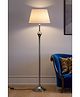 Divine Trends Royal Silver Nickel Finish Aluminium Floor Lamp Standing 5ft Height with Off White Lampshade 16 inches