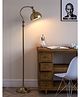 Divine Trends Vintage Curved Reading Task Floor Lamp Standing Brass Antique Finish with Adjustable Neck and Shade to Focus Light