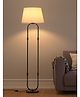 Divine Trends Modern Loop Floor Lamp Standing Black Polished 5ft Height with Off White Lampshade 16 inches