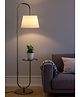Divine Trends Modern Shelf Floor Lamp Standing Brass Antique Finish 5ft Height with Shelf Diameter 10 Inches and Off White Lampshade