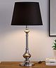 Divine Trends Nickel Silver Finish Aluminium Table Lamp 22 Inches Height with Black 10 inches Diameter Lampshade