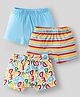 Babyhug 100% Cotton Single Jersey Knit Trunks With Stripes & Alphabet Print Pack Of 3 - Yellow & Light Blue