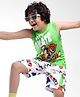 Ollington St. Cotton Knit Sleeveless  Tiger Printed Tank T-Shirt & Shorts Set - Light Green & White