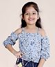 Kiddopanti Cold Shoulder Sleeves Floral Printed Top - Light Grey