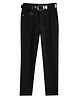 CAVIO Lycra Blend Solid Trousers With Belt Set - Black