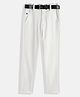 CAVIO Lycra Solid Trousers With Belt - White