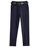 CAVIO Lycra Blend Solid Trousers With Belt Set - Navy Blue